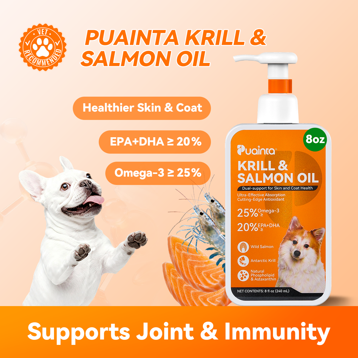 Puainta® Krill & Salmon Oil –Skin and Coat Health for Dogs