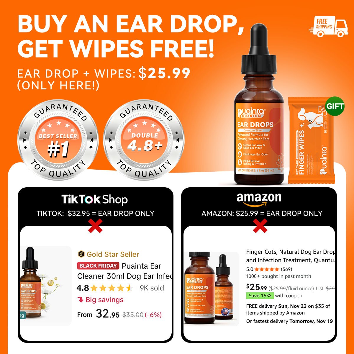 Puainta® Quantum Silver Ear Drop - Soothes itching, Cleans Earwax